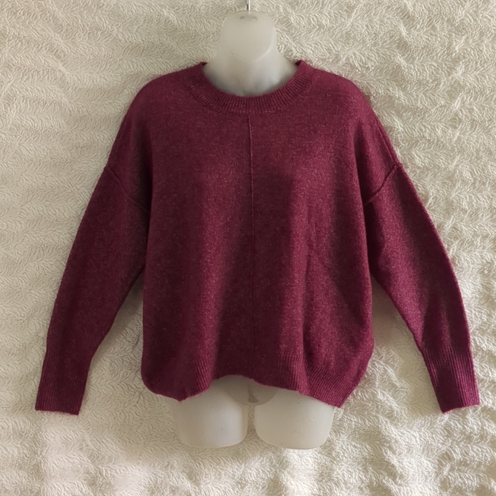 Vince Camuto Purple speckled Crop Box SWEATER Sz S